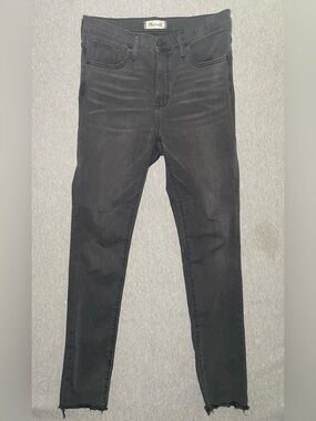 Madewell Charcoal Wash 9" Mid-Rise Skinny Jeans Raw Hem Women's Size 29